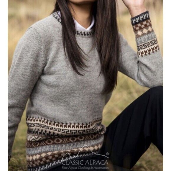 NWOT Classic Alpaca Wayfarer Women's Size L Tribal Boho Aztec Crewneck Sweater - Picture 8 of 10